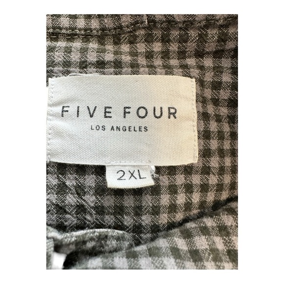 Five Four Shirt Long Sleeves Button Down Pocket Gingham Gray Mens Size 2XL - Picture 9 of 14